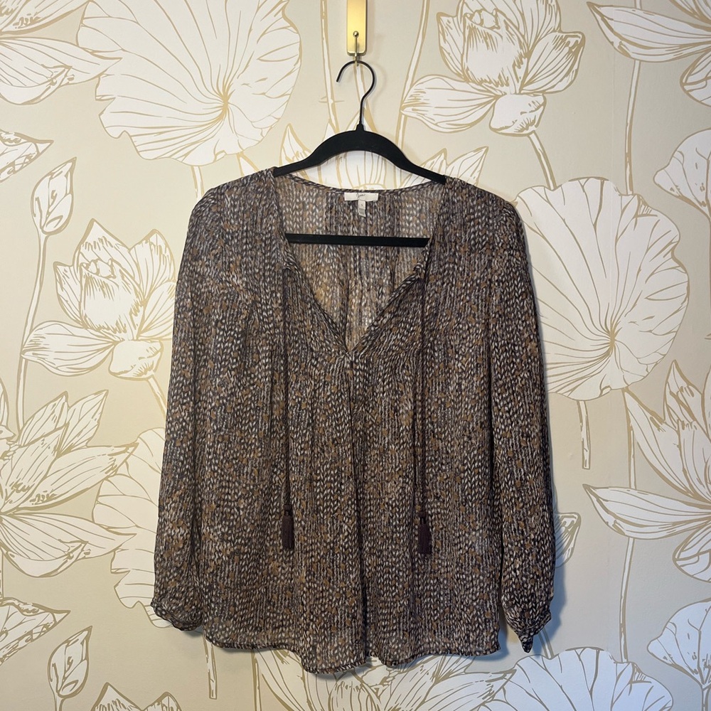 Joie 100% Silk Sheer Snake Print Top - Size Small